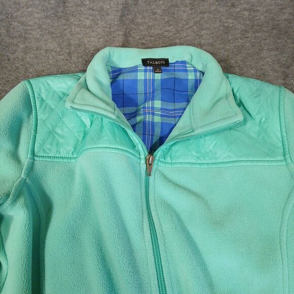 Talbots Quilt Detail Fleece Full Zip Jacket Women's Petite Small Green - Picture 8 of 12
